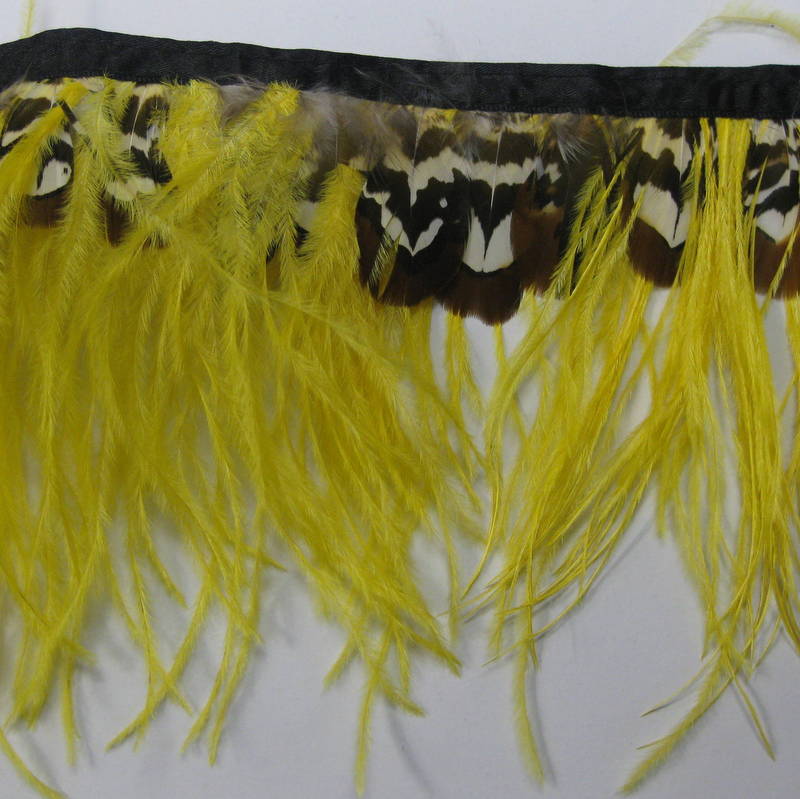 OSTRICH FRINGE YELLOW & BROWN